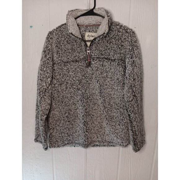 dylan Jackets & Blazers - Dylan Sundance Womens XS Gray Frosty Tipped Pile Stadium Pullover 1/2 Zip Soft